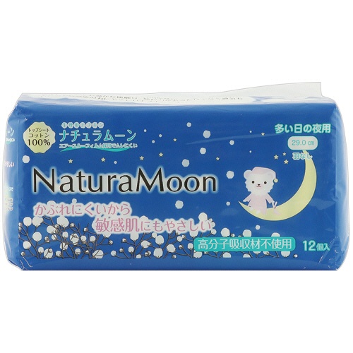 ジープレイス　ナチュラムーン　生理用ナプキン　多い日の夜用　羽なし　２９ｃｍ　１パック（１２個）1
