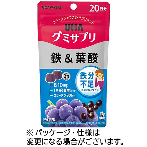 ＵＨＡ味覚糖　グミサプリ　鉄＆葉酸　２０日分　１パック（４０粒）1