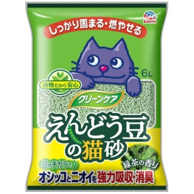 アース・ペット　クリーンケア　えんどう豆の猫砂　緑茶の香り　６Ｌ　１パック