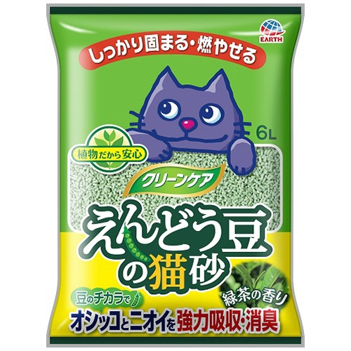 アース・ペット　クリーンケア　えんどう豆の猫砂　緑茶の香り　６Ｌ　１パック1