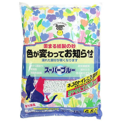 スーパーキャット　固まる紙製の猫砂　スーパーブルー　６．５Ｌ　１パック1