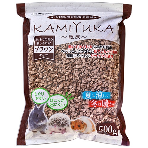 シーズイシハラ　クリーンモフ　小動物用床材　ＫＡＭＩＹＵＫＡ　紙床　ブラウン　５００ｇ　１パック1