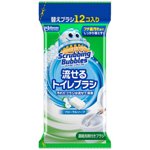 ジョンソン　スクラビングバブル　流せるトイレブラシ　フローラルソープ　付替ブラシ　１パック（１２個）1