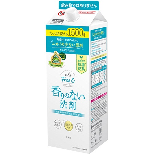 ＮＳファーファジャパン　ファーファ　フリー＆　超コンパクト液体洗剤　無香料　エコパック　詰替用　１５００ｇ　１個1