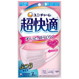 ユニ・チャーム　超快適マスク　プリーツタイプ　ピンク　ふつう　１パック（７枚）