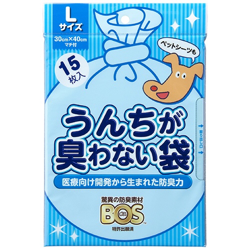 クリロン化成　うんちが臭わない袋　ＢＯＳ　イヌ用　Ｌサイズ　１パック（１５枚）1