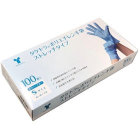 竹虎　タケトラ　ポリエチレン手袋　ストレッチタイプ　パウダーフリー　ブルー　Ｓ　１箱（１００枚）