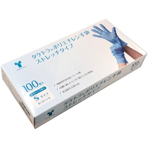 竹虎　タケトラ　ポリエチレン手袋　ストレッチタイプ　パウダーフリー　ブルー　Ｓ　１箱（１００枚）1