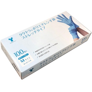竹虎　タケトラ　ポリエチレン手袋　ストレッチタイプ　パウダーフリー　ブルー　Ｍ　１箱（１００枚）1