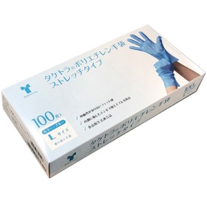 竹虎　タケトラ　ポリエチレン手袋　ストレッチタイプ　パウダーフリー　ブルー　Ｌ　１箱（１００枚）1