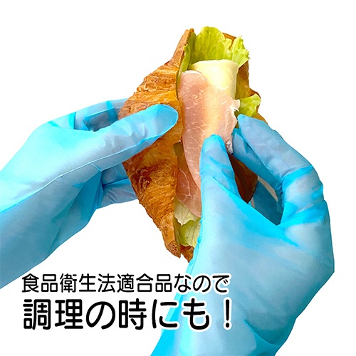 竹虎　タケトラ　ポリエチレン手袋　ストレッチタイプ　パウダーフリー　ブルー　Ｌ　１箱（１００枚）4