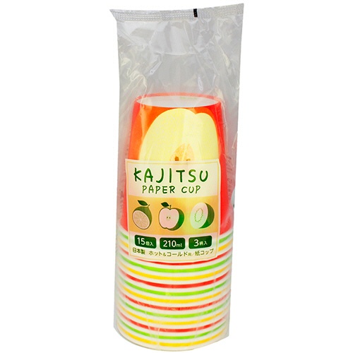 アートナップ　ＫＡＪＩＴＳＵ（果実）　ペーパーカップ　２１０ｍｌ（７オンス）　３柄アソート　ＫＴ－４１　１パック（１５個）2