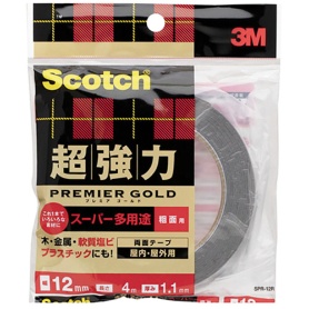 ３Ｍ　スコッチ　超強力両面テープ　プレミアゴールド　（スーパー多用途）　粗面用　１２ｍｍ×４ｍ　ＳＰＲ－１２Ｒ　１巻