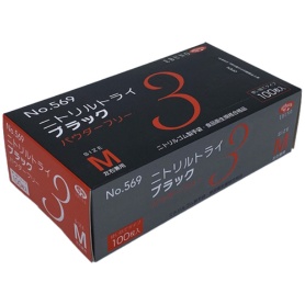 エブノ　ニトリルトライ３　ブラック　パウダーフリー　Ｍ　Ｎｏ－５６９　１箱（１００枚）