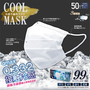 ヒロ・コーポレーション　冷感不織布マスク　ふつうサイズ　ホワイト　１箱（５０枚）2