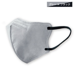 ヒロ・コーポレーション　３Ｄバイカラー冷感不織布マスク　ふつうサイズ　グレー×ブラック　１箱（３０枚）3