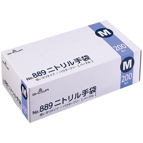 ショーワグローブ　Ｎｏ．８８９　ニトリル手袋　パウダーフリー　Ｍ　パープル　＃８８９－Ｍ　１箱（２００枚）1