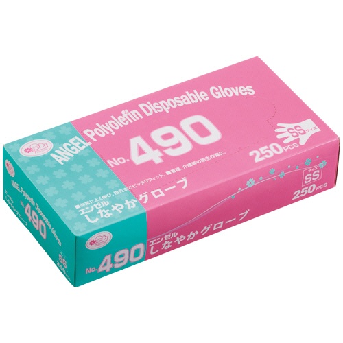 サンフラワー　エンゼル　しなやかグローブ　Ｎｏ．４９０　ＳＳ　ＮＯ．４９０－ＳＳ　１箱（２５０枚）1