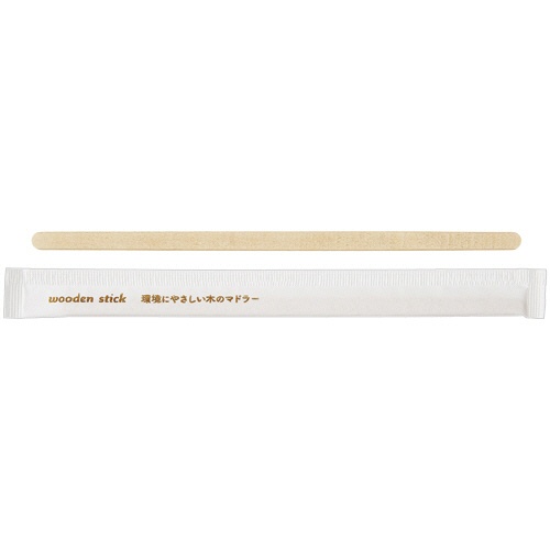 やなぎプロダクツ　紙完封木製マドラー　１６５ｍｍ　Ｙ－２１２　１パック（１００本）1