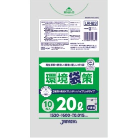 ジャパックス　環境袋策　再生原料ポリ袋　半透明　２０Ｌ　ＬＲＨ２３　１パック（１０枚）