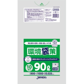 ジャパックス　環境袋策　再生原料ポリ袋　半透明　９０Ｌ　ＬＲＨ９３　１パック（１０枚）