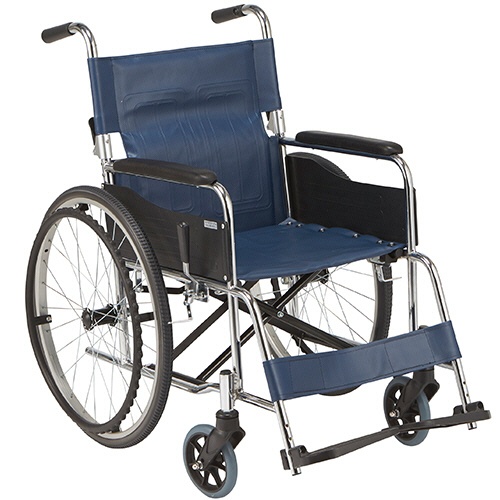 マキテック　スチール製車いす（自走式・背折れタイプ）　紺／ビニールレザー　ＥＸ－１１ＢＳ　１台1