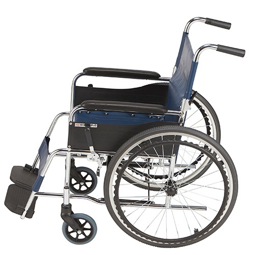 マキテック　スチール製車いす（自走式・背折れタイプ）　紺／ビニールレザー　ＥＸ－１１ＢＳ　１台3