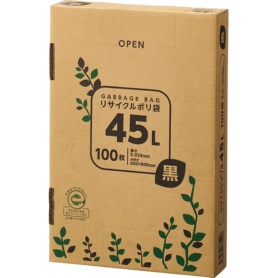 ＴＡＮＯＳＥＥ　リサイクルポリ袋　黒　４５Ｌ　ＢＯＸタイプ　１箱（１００枚）