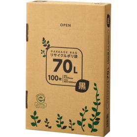 ＴＡＮＯＳＥＥ　リサイクルポリ袋　黒　７０Ｌ　ＢＯＸタイプ　１箱（１００枚）