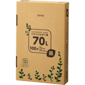 ＴＡＮＯＳＥＥ　リサイクルポリ袋　黒　７０Ｌ　ＢＯＸタイプ　１箱（１００枚）1
