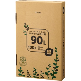 ＴＡＮＯＳＥＥ　リサイクルポリ袋　黒　９０Ｌ　ＢＯＸタイプ　１箱（１００枚）