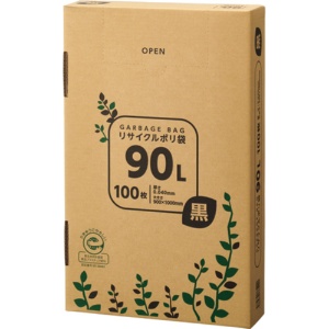 ＴＡＮＯＳＥＥ　リサイクルポリ袋　黒　９０Ｌ　ＢＯＸタイプ　１箱（１００枚）1