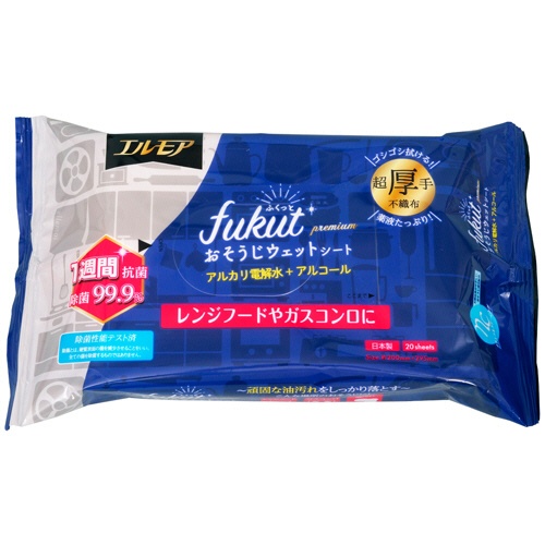 カミ商事　エルモア　ｆｕｋｕｔ　ｐｒｅｍｉｕｍ　おそうじウェットシート　アルカリ電解水＋アルコール　１パック（２０枚）1