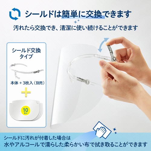 プラス　メガネタイプ　フェイスシールド　専用交換シールド　ＦＧ－０３０ＦＳ－１０Ｐ　１パック（１０枚）5