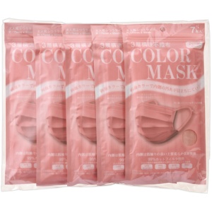 エクスプラス　不織布カラーマスク　ピンク　１セット（３５枚：７枚×５パック）1