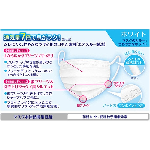 白元アース　ビースタイル　マスク　プリーツタイプ　涼やか心地　ホワイト　１パック（５枚）4