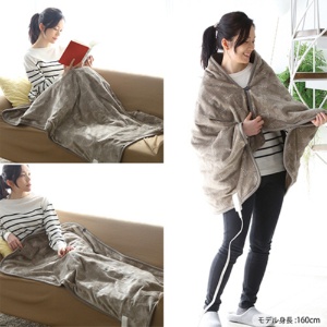 広電　電気ひざかけ毛布　ホットローブタイプ　１４０×８０ｃｍ　グレイジュ／ツリー柄　ＣＷＮ１４１Ｈ－ＨＫ　１枚3