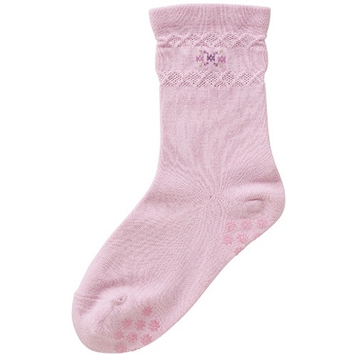 ケアファッション　足首ゆったり名前の書けるスベリ止め付柄ソックス　ピンク　２２－２４ｃｍ　８００１５８－０１　１足1