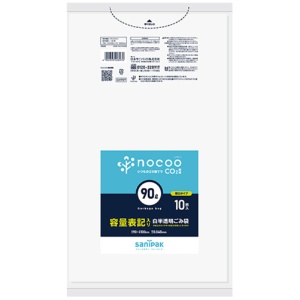 日本サニパック　ｎｏｃｏｏ　容量表記ごみ袋　白半透明　９０Ｌ　厚口０．０４０ｍｍ　ＣＨＴ９７　１パック（１０枚）1