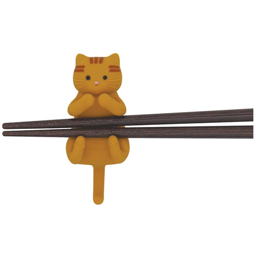 イシダ　猫の箸＆箸置きセット　だっこ猫　しろねこ　１膳3