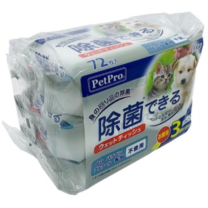 ペットプロジャパン　ＰｅｔＰｒｏ　除菌できるウェットティッシュ　１パック（２１６枚：７２枚×３個）3