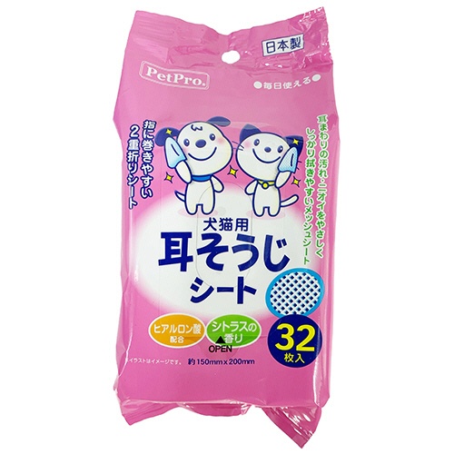 ペットプロジャパン　ＰｅｔＰｒｏ　犬猫用　耳そうじシート　１パック（３２枚）1