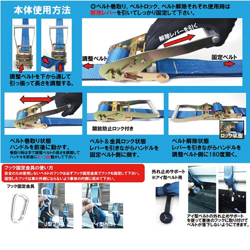 結一産業　二股荷締めベルト　ラッシング武蔵　アイ型　６ｍ　Ｙ－ＬＬ０１２　１個2