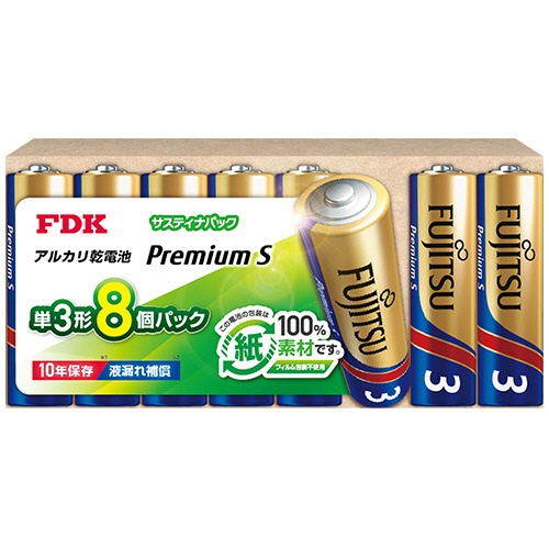 ＦＤＫ　富士通　アルカリ乾電池　プレミアムＳ　サスティナパック　単３形　ＬＲ６ＰＳ（８ＳＰ）　１パック（８本）1