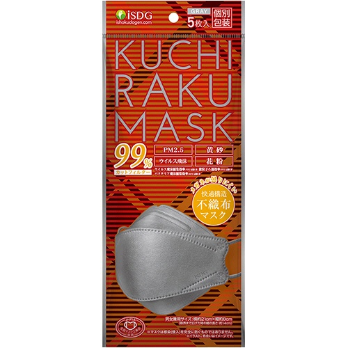 医食同源ドットコム　ＫＵＣＨＩＲＡＫＵ　ＭＡＳＫ　グレー　個別包装　１パック（５枚）1