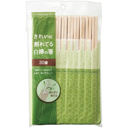 シンワ　きれいに割れてる白樺の箸　ＪＳ－０６　１パック（３０膳）1