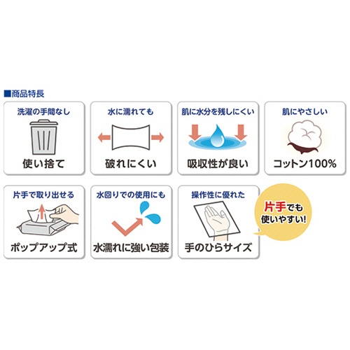 オオサキメディカル　プラスハート　水に濡れても破れにくい　からだふきコットンシート　１パック（１２０枚）4