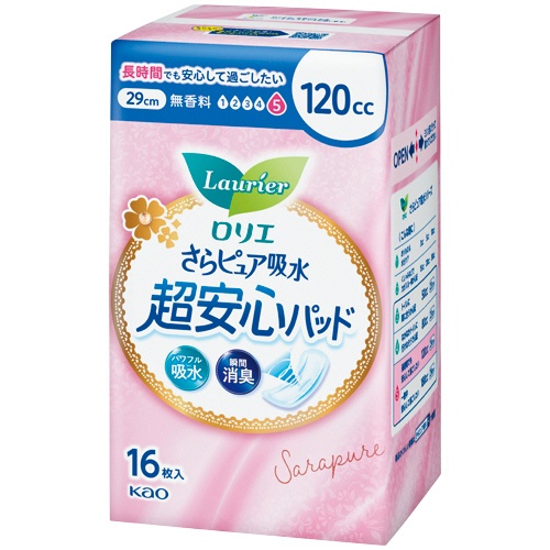 花王　ロリエ　さらピュア吸水超安心パッド　１２０ｃｃ　１パック（１６枚）1