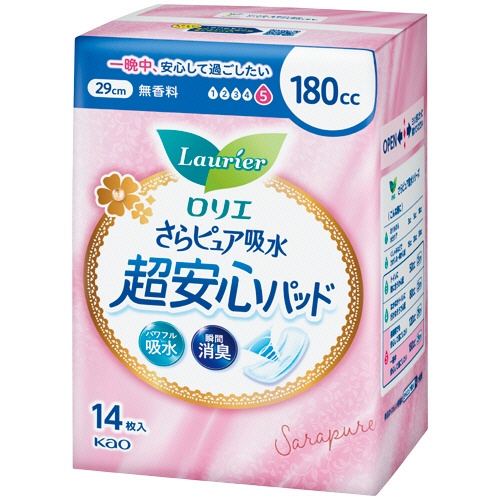 花王　ロリエ　さらピュア吸水超安心パッド　１８０ｃｃ　１パック（１４枚）1
