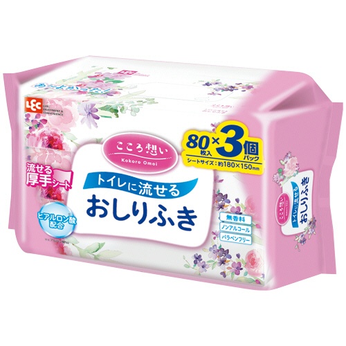レック　こころ想い　流せるおしりふき　Ｅ９０７７２　１パック（２４０枚：８０枚×３個）1